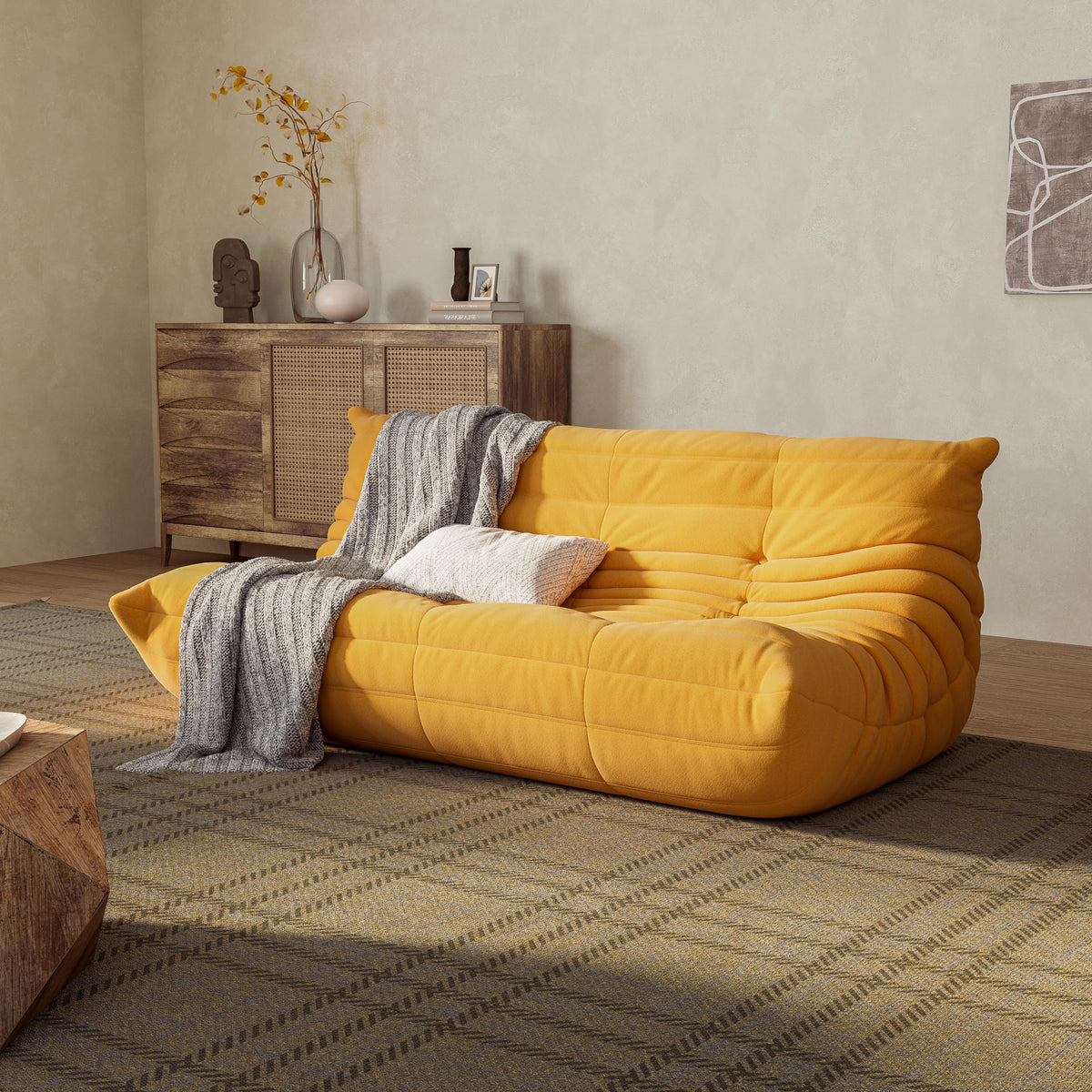 3-Seater Memory Foam Suede Bean Bag Chair D64043
