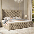 Cal King Bed Frame with Sleigh Headboard & Footboard G1257