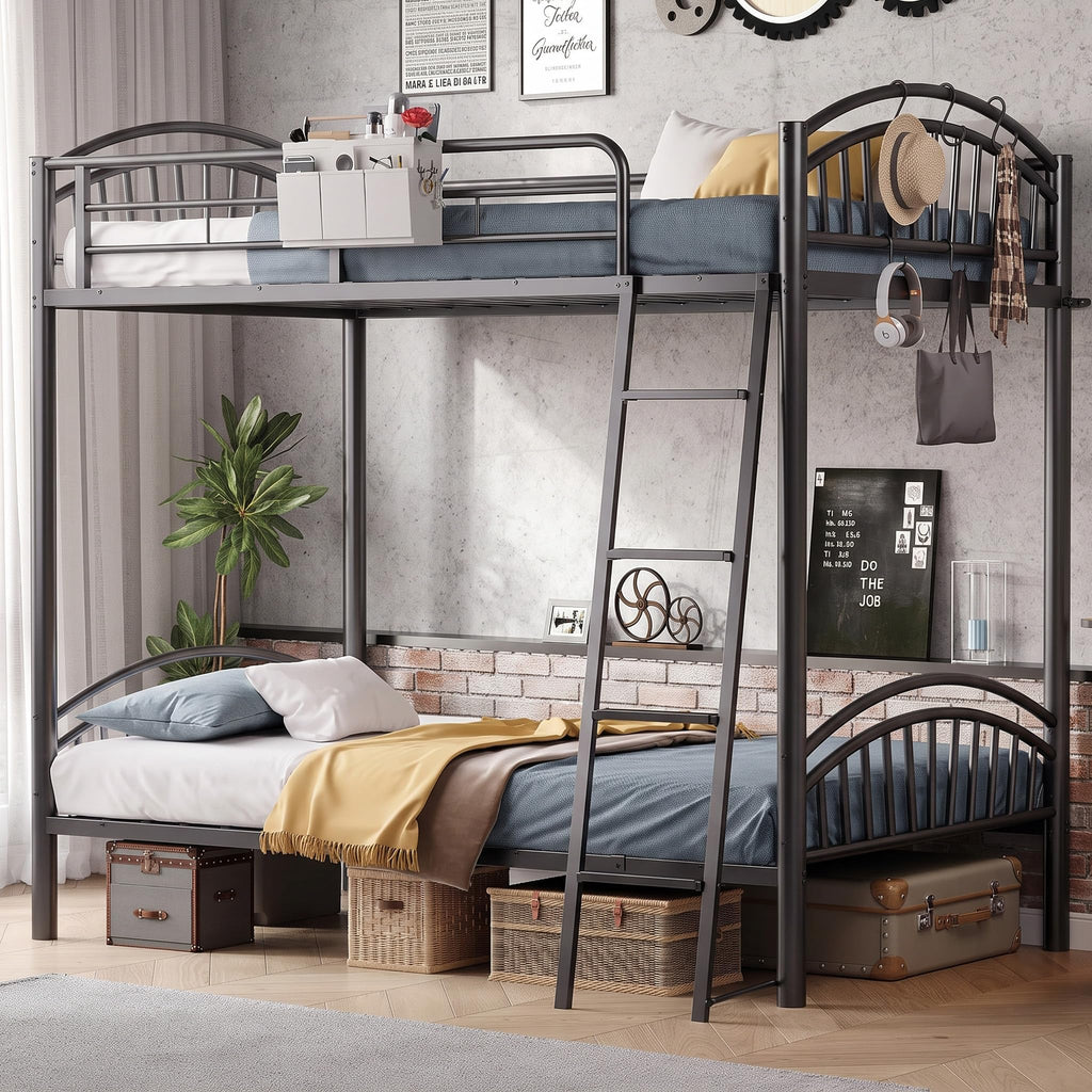 Twin Over Twin Metal Bunk Bed with Ladder L735171