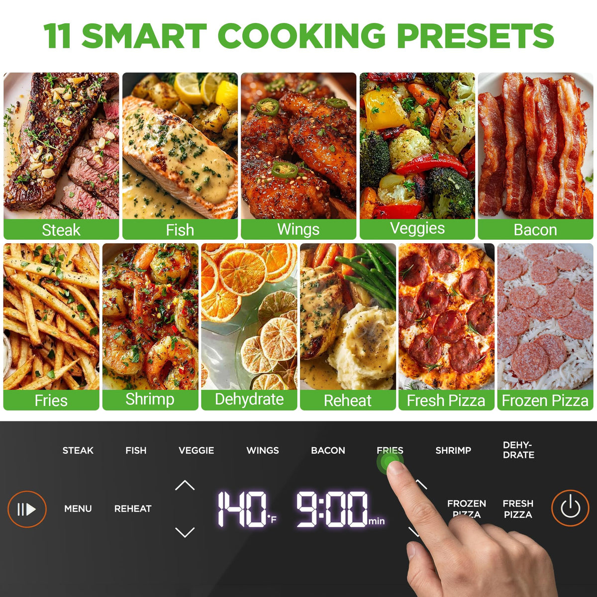 6 Quart Extra Large Air Fryer with 11-in-1 Cooking Presets Grey F4677