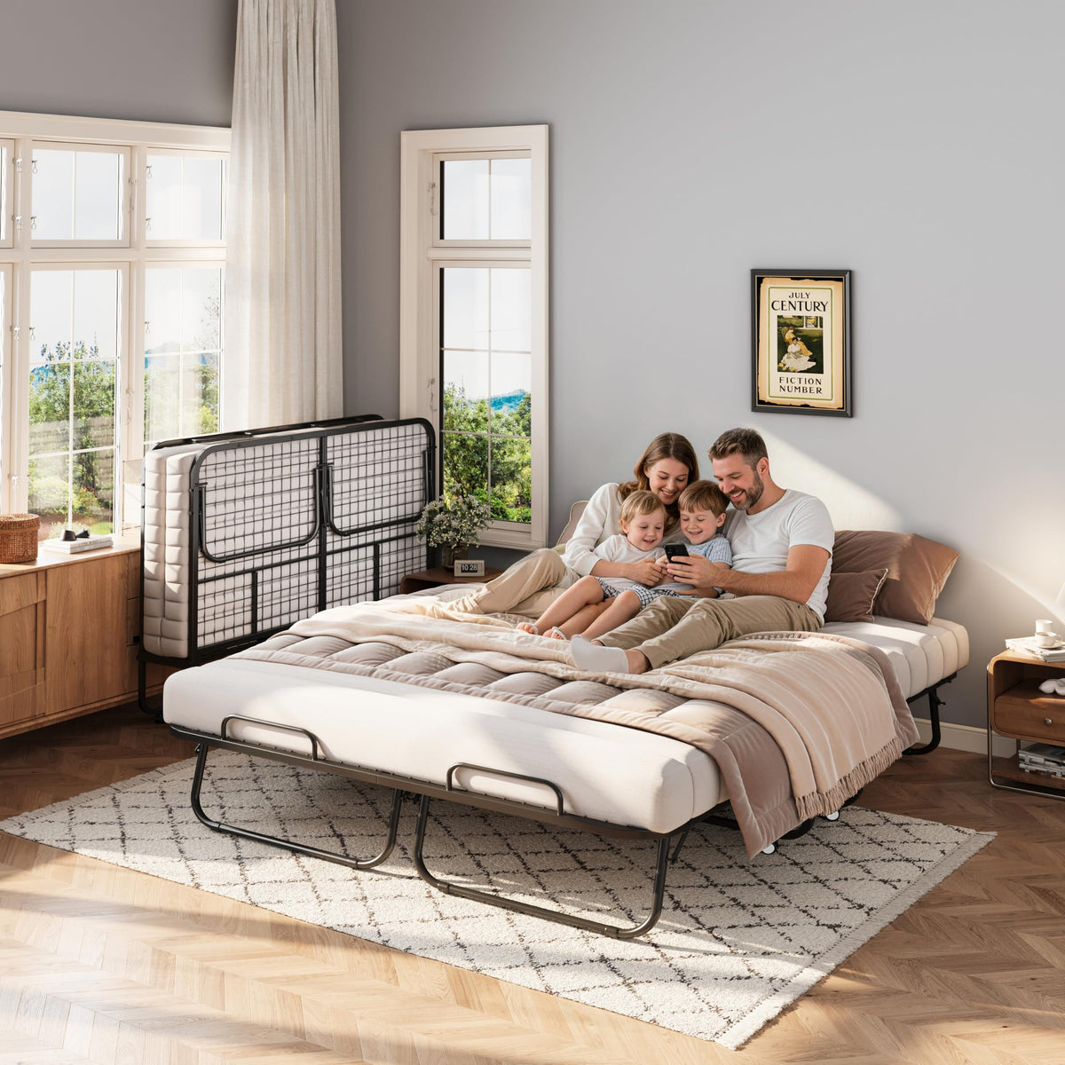 Queen Size Folding Bed with Memory Mattress F1445